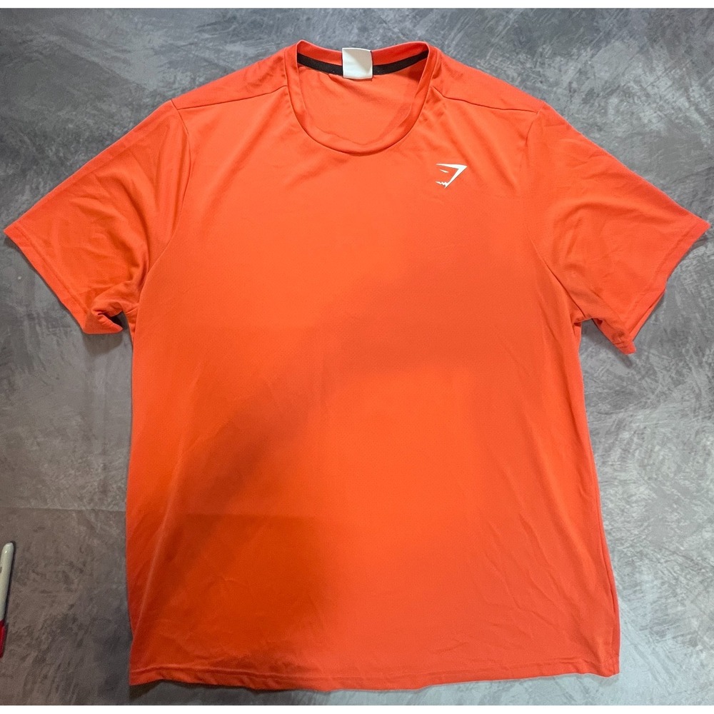 Gymshark Arrival T-Shirt Mens 2XL Orange Logo Slim Fit Lightweight Gym Tee